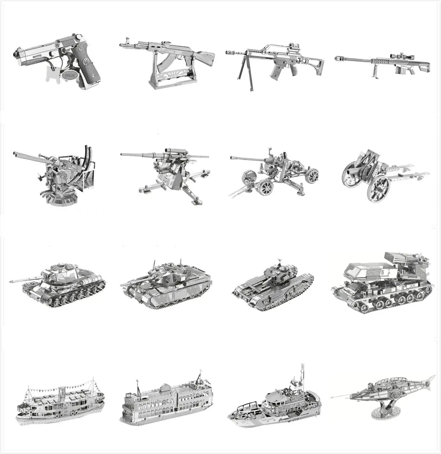 

Military Tank Ship Gun 3D Metal Puzzles Destroyer Lifeboat Car Model Kits Laser Cut Assemble Jigsaw Adult Gifts Toys Collection