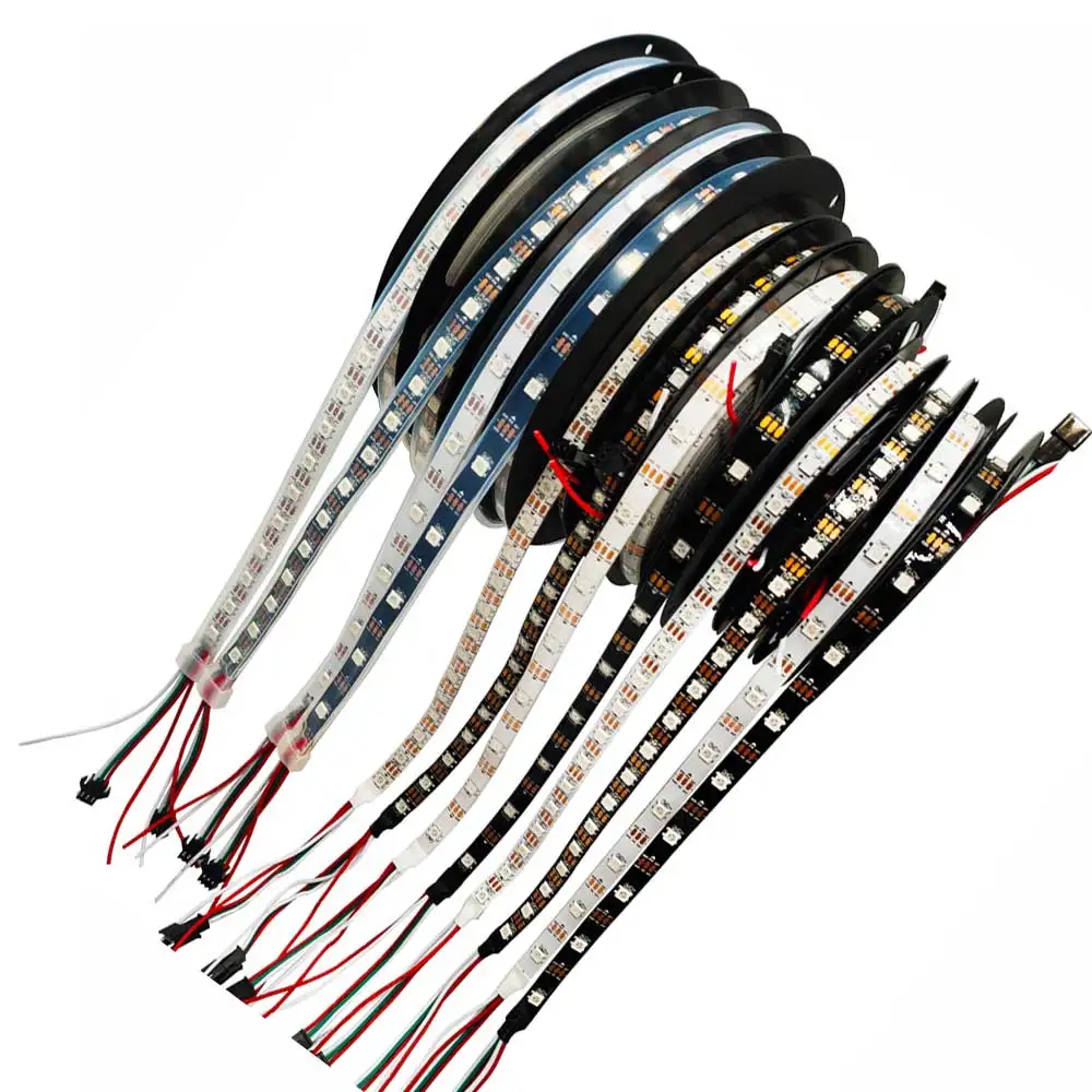 

5m WS2812B WS2812 Individually Addressable Smart RGB Led Strip Light 30/60/144leds Black/White PCB Waterproof IP30/65/67 DC5V
