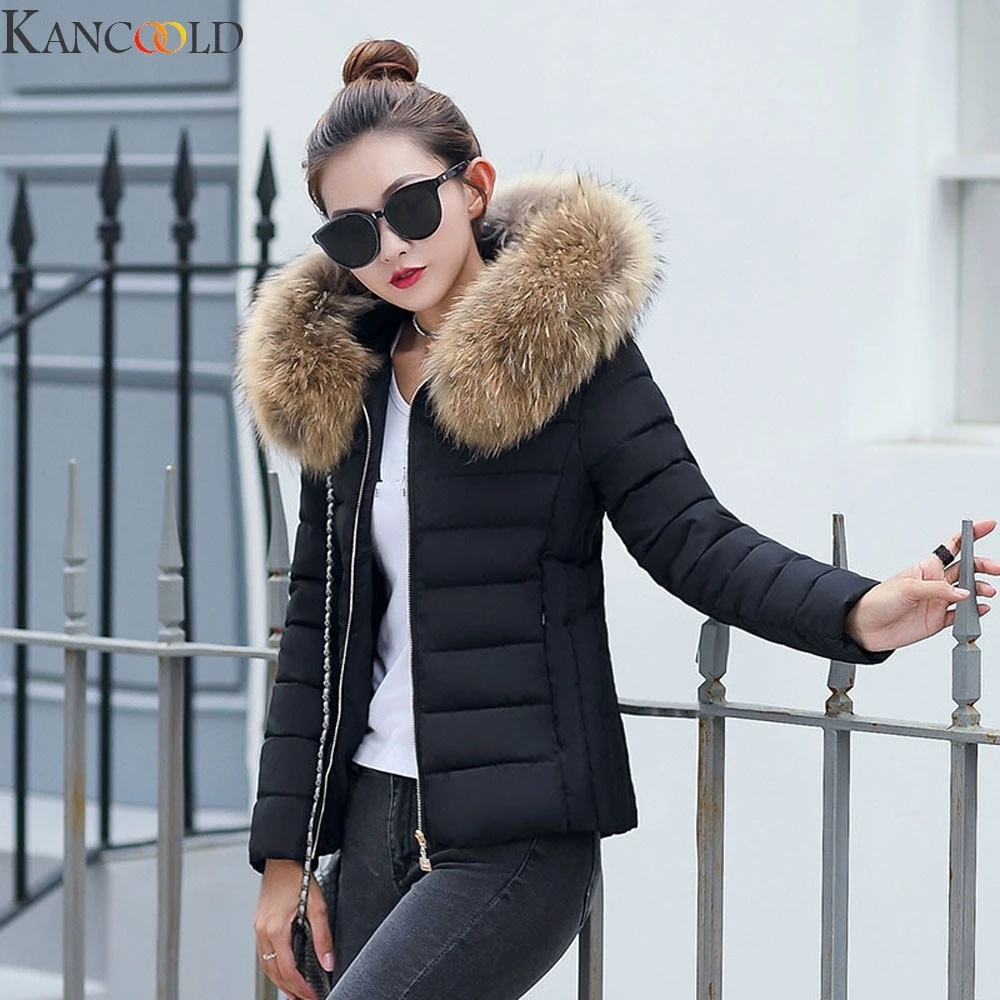 low cost  KANCOOLD New Winter Coat Women Winter Jacket Womens Parkas Gloves warm detachable fur collar detach