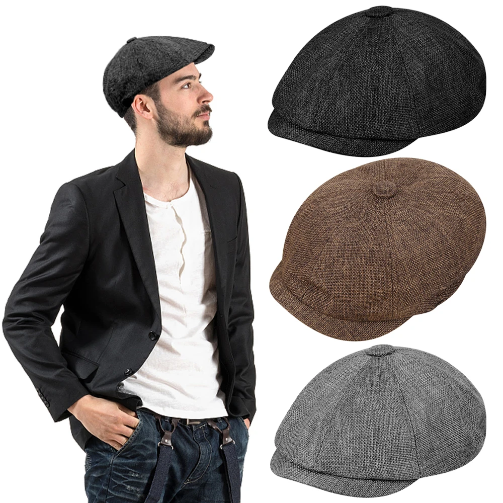 Retro Beret Hat For Men Boys Caps Classic Vintage Tweed Mens Hat Flat Peaked Cap Fashion British Style Street Hats