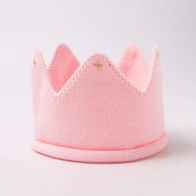 Baby Knitted Crown Hats With Diamond Toddler Candy Color New Fashion Caps Cute Kids Accessories Wholesale