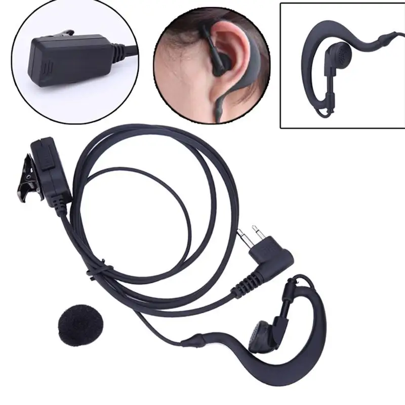 

2 Pin Earpiece Covert Acoustic Tube Ear Hook Headset with PTT MIC Walkie Talkie Microphone Earphone For MOTOROLA:GP300/308/68