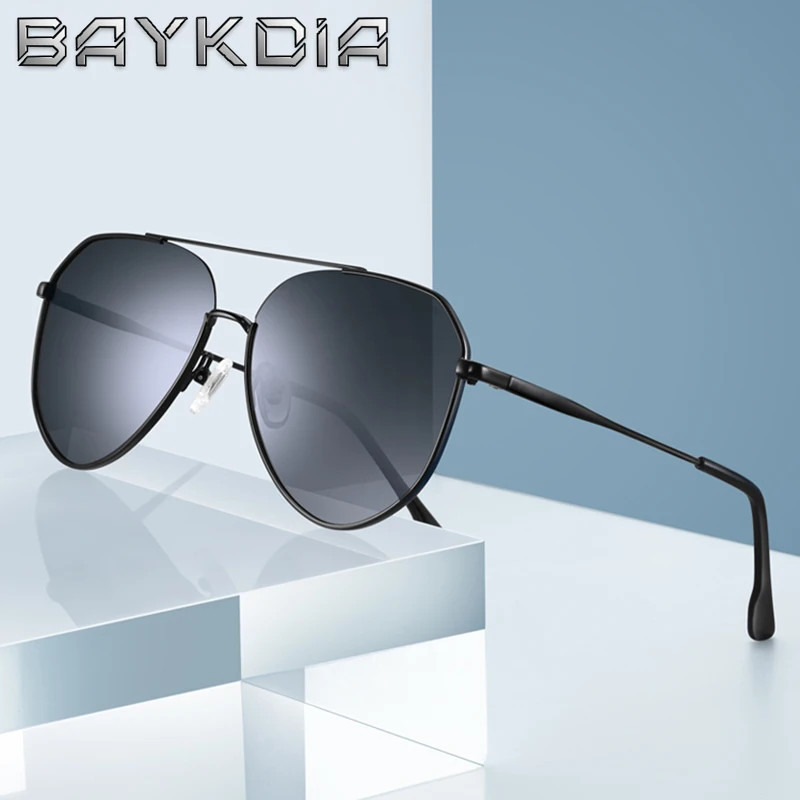 

BAYKDIA Men Classic Pilot Sunglasses Men Aviation Frame Polarized Sunglasses Fashion Sun glasses for Driving UV400 Protection