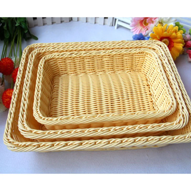 Прямоугольная корзина с узором из ротанга, корзина для хлеба, домашний декор, M PP BoxSet