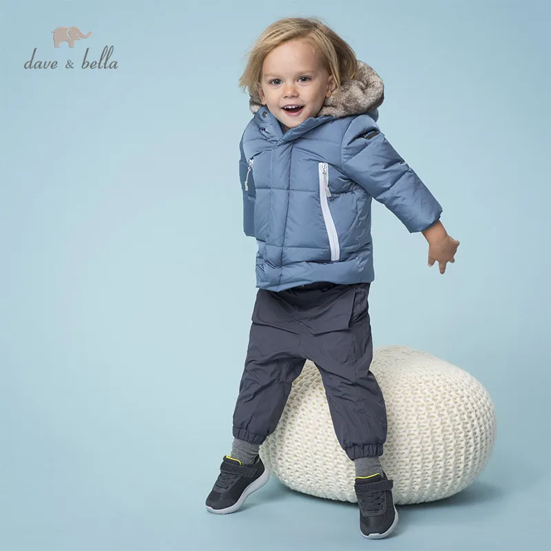discounted DB11995 dave bella winter baby unisex down zipper pockets hooded coat outerwear children 90% white