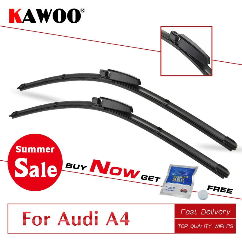 KAWOO For Audi A4 B5 B7 B8 B9 Year From 1995 To 2018 Auto Car Wiper Blades Rubber Fit Push Button/U Hook/Slider/Side Latch Arms photo
