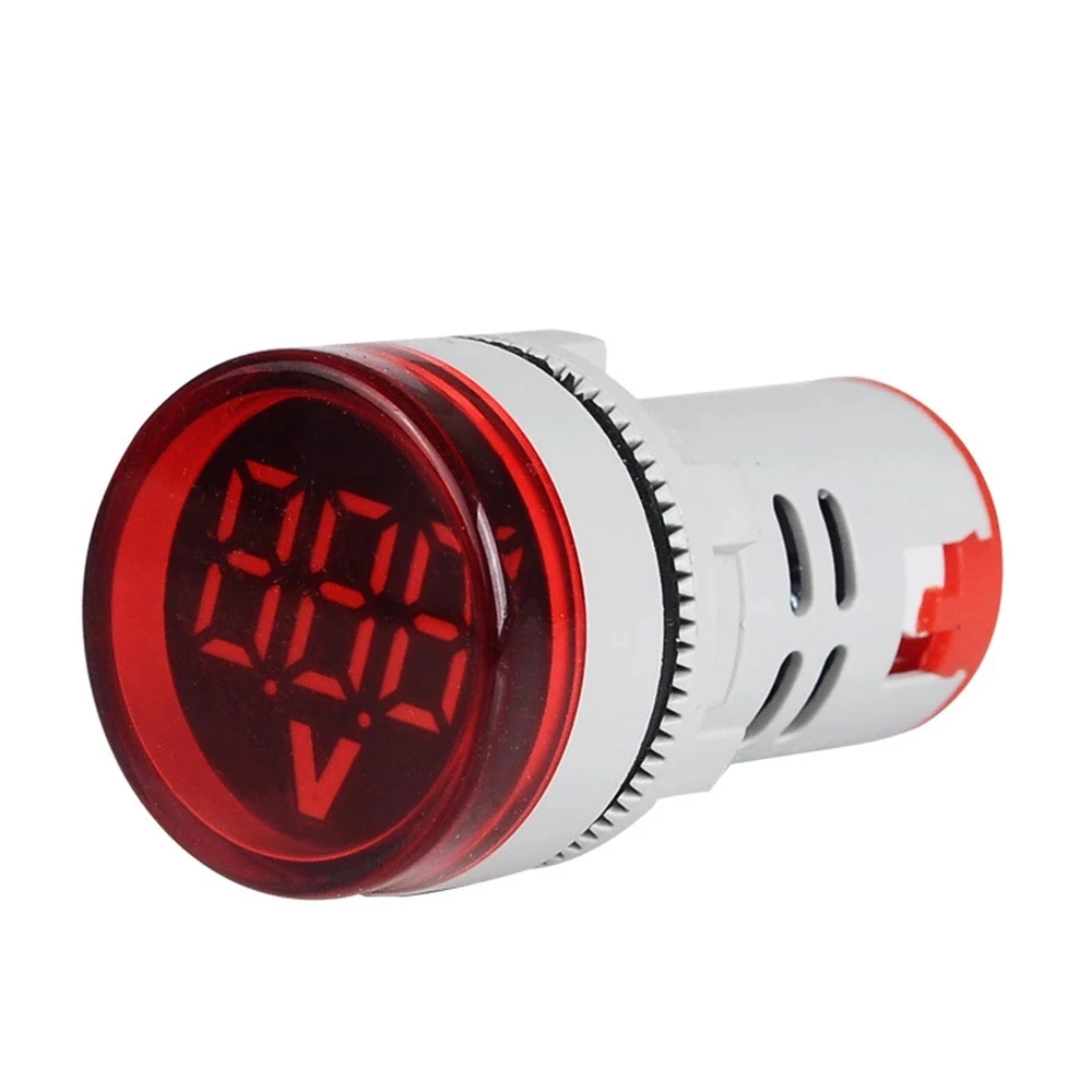 Mini Digital Voltmeter 22mm Round AC 12-500V Volt Voltage Tester Meter Monitor Power LED Indicator Pilot Lamp for Car Trucks RV