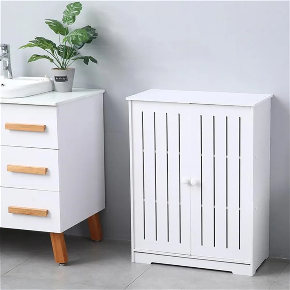 

Double Door Three-Layer 80cm High Storage Cabinet PVC (63x31x80)cm for Bathroom Office Storage cabinet