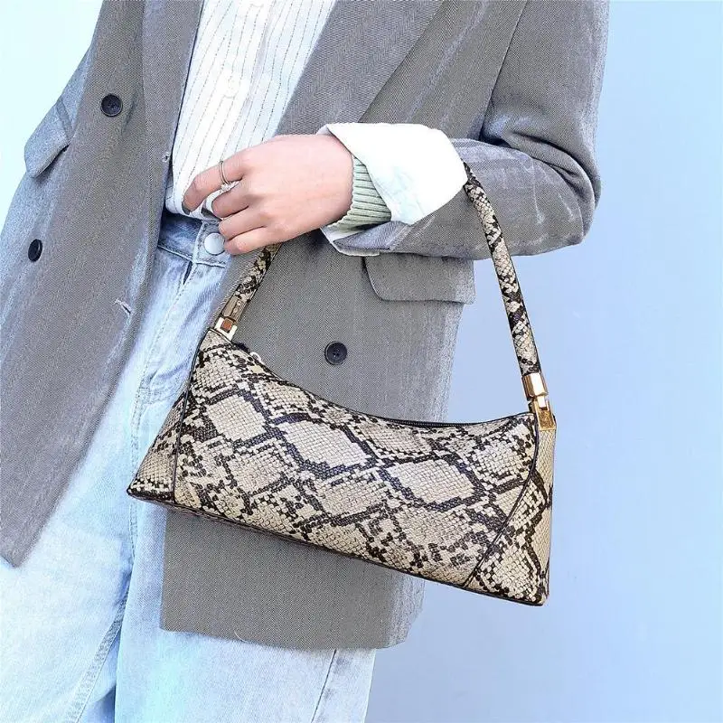 

Fashion Serpentine Handbag Leather Shoulder Bags For Women Snake Evening Bag Elegant Party Tote Women Bag Handbag Luxury Purse