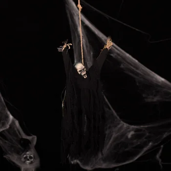 

Halloween Voice Control Ghost Toy Hanging Props With Glowing Eyes Horror Sound Costume Party Home Pendant Decoration