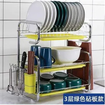 

2020 New 3-Layer Dishes Rack Kitchen Storage Stainless Steel Kitchen Dish Rack Dish Drying Rack For Kitchenware Mug Holder