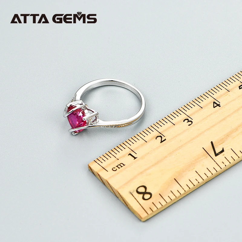 Ruby Sterling Silver Ring 2.25 Carats Silver Created Ruby Ring for Party Wedding And Engagement Women Fashion Ruby Silver Ring