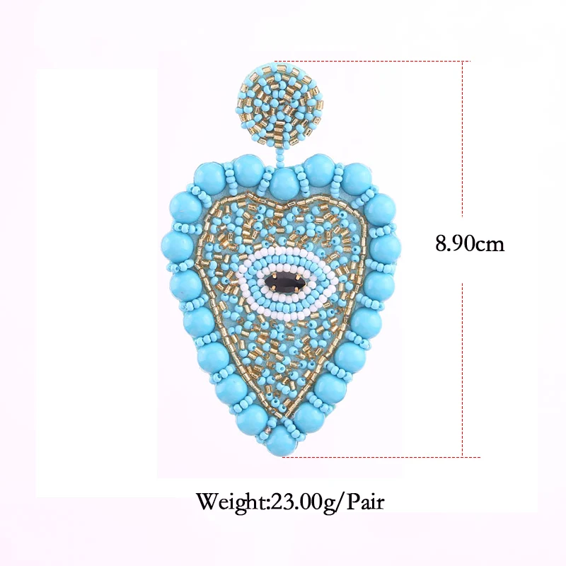 2019 New Design Big heart Dangle Earrings for women statement earrings Lt Blue Size