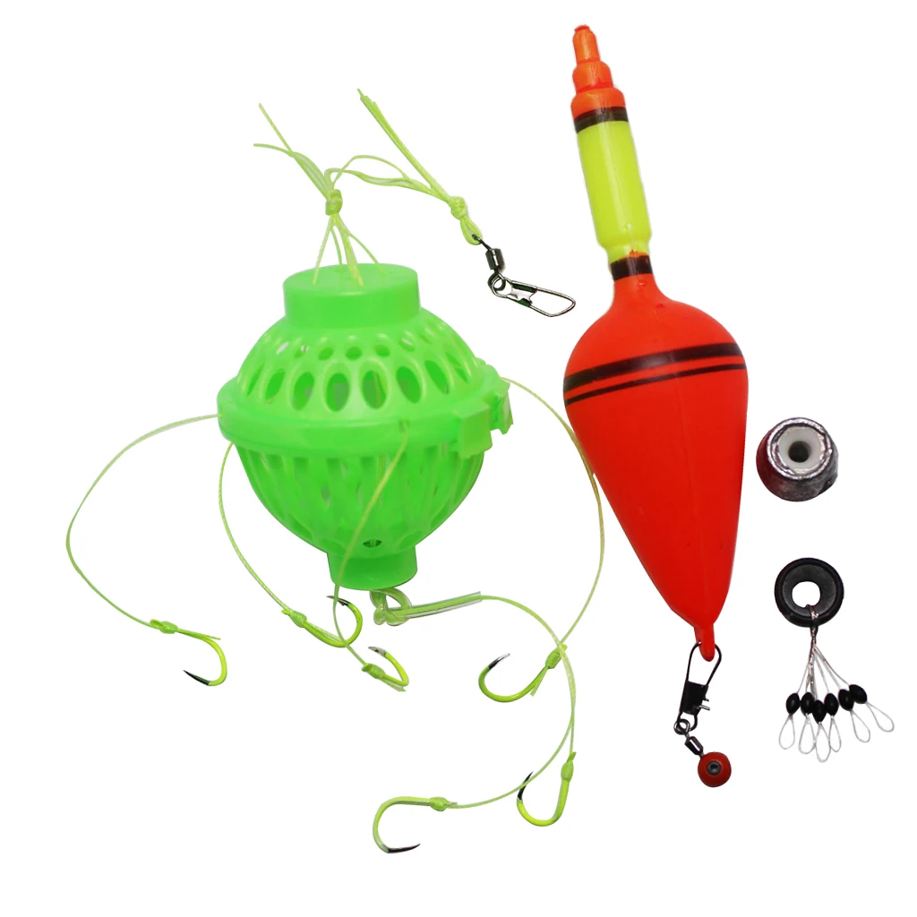 Fishing Bobbers Bulk Rubber Bobber Sea Monster with 6 Strong Hooks Beads Stopper Set Saltwater