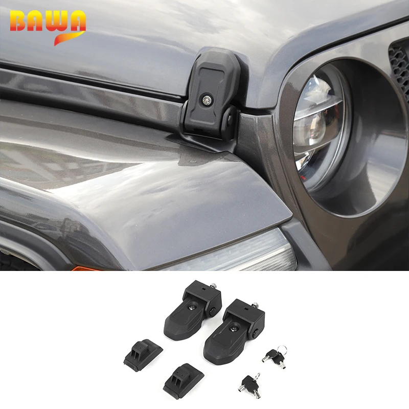 

BAWA Lock Hood Latch Cover Buckle Engine Cover Accessories for Jeep Wrangler JL 2018 2019+