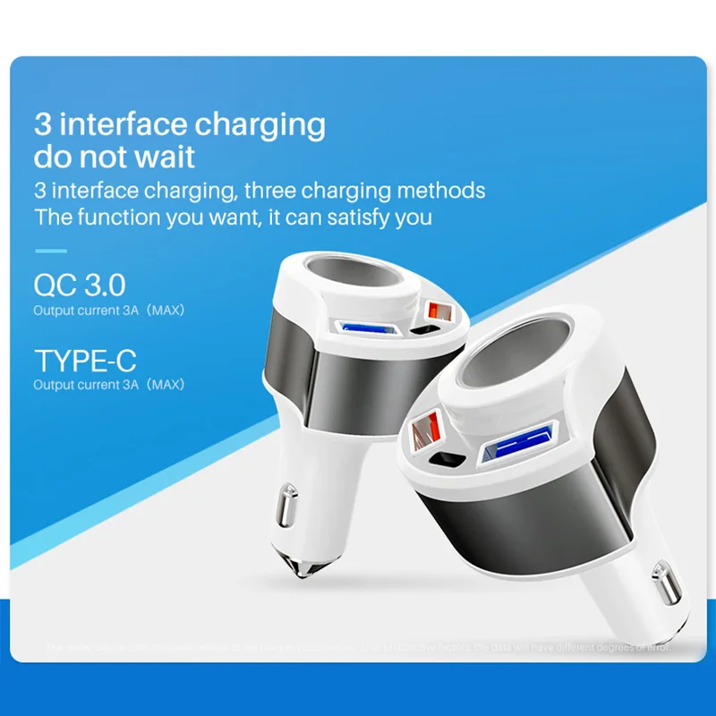 

Car Charger for Xiaomi Redmi Note Pro Dual USB/Type-C/Cigarette Lighter 4-In-1 Smart Mobile Cell Phone Car Charger Accessories