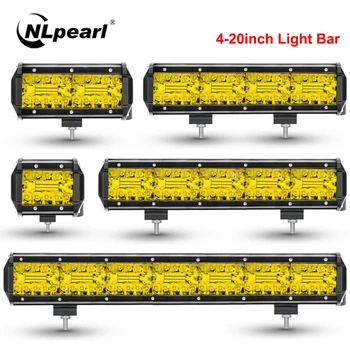

NLpearl Yellow Offroad LED Bar 4-20inch 12V 24V LED Light Bar for Car Turck Boat Tractor 4x4 Atv Spot Flood LED Work Light Bar