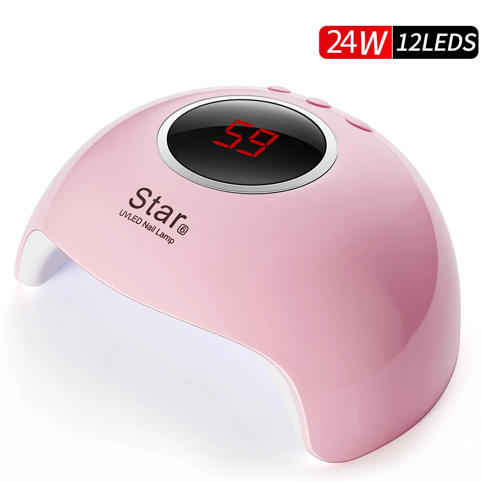 ROHWXY Star5 ледяная лампа 66 Вт Сушилка для ногтей для всех ногтей Гель-лак светодиодная УФ-лампа для ногтей с ЖК-дисплеем для профессионального дизайна ногтей инструмент - Цвет: Star 6 Pink 24W(USB)