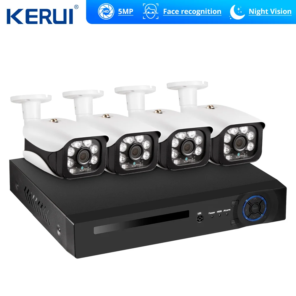 KERUI распознавание лица POE NVR 8CH 5MP Беспроводная NVR Камера Безопасности система наружного IR-CUT видеонаблюдения видео рекордер
