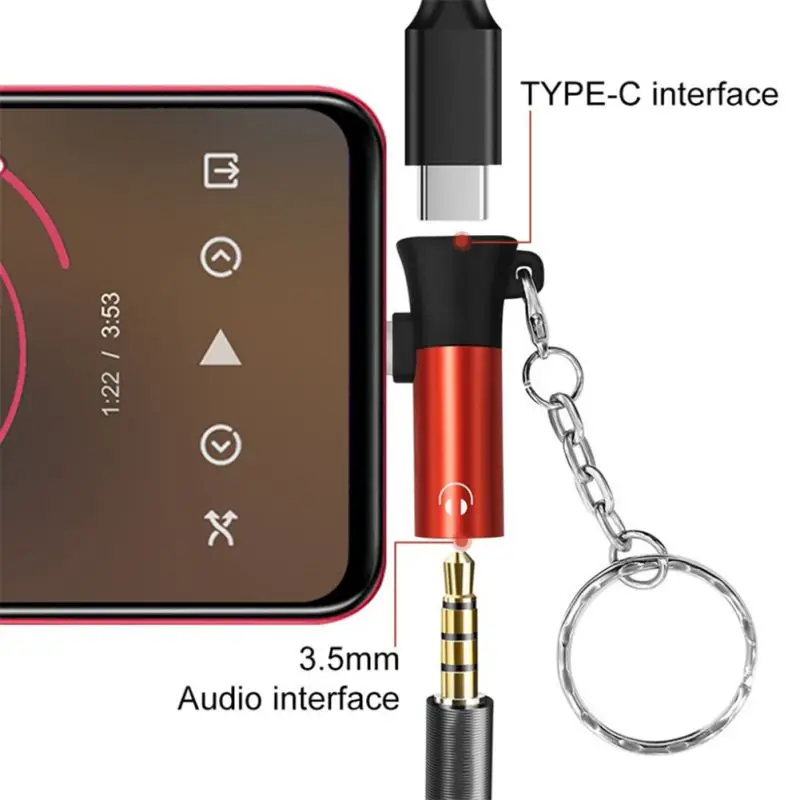 Мужской и Женский адаптер для зарядки и наушников 2 в 1 type-C до 3,5 мм разъем для наушников, аудио USB C кабель брелок для телефона адаптер