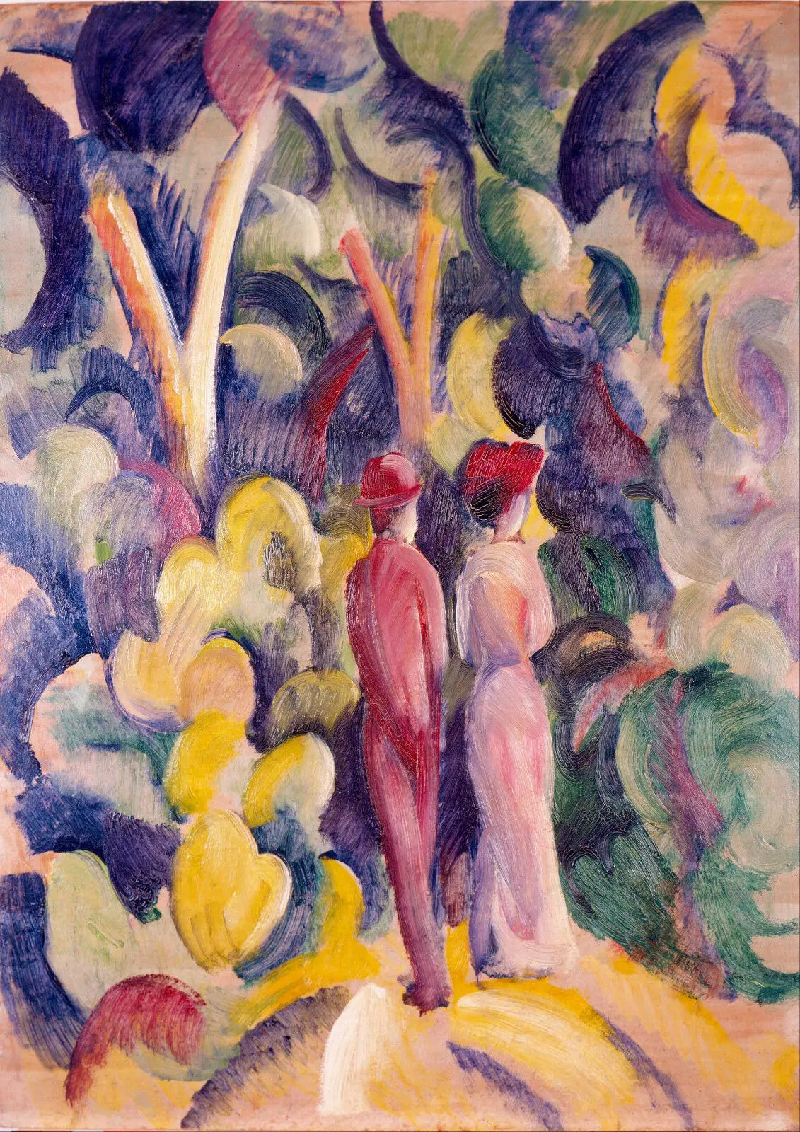 August Macke: Couple on the Forest Track Масляные картины холст художественные принты настенное