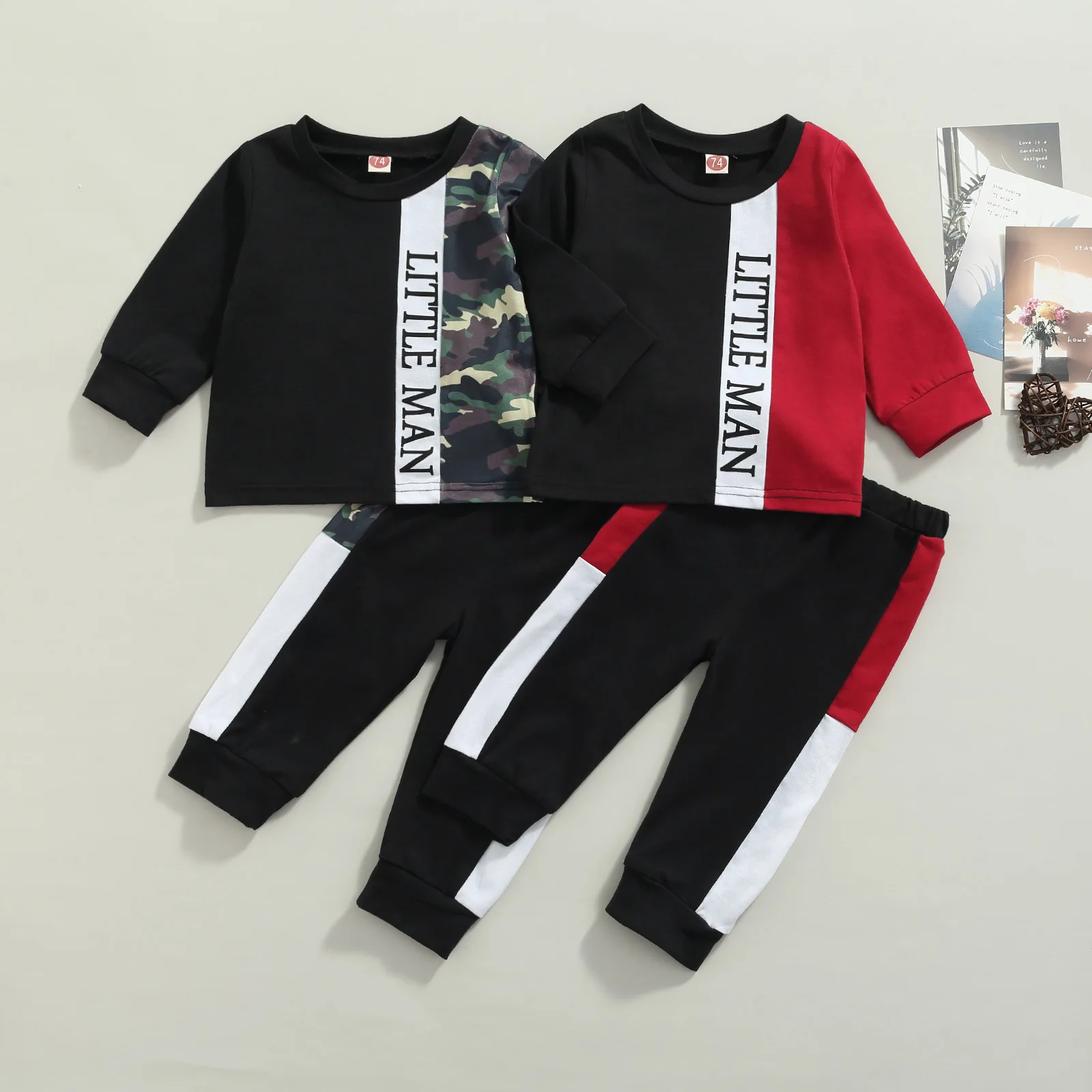 Детский комплект одежды для мальчиков пуловер с длинным рукавом и круглым