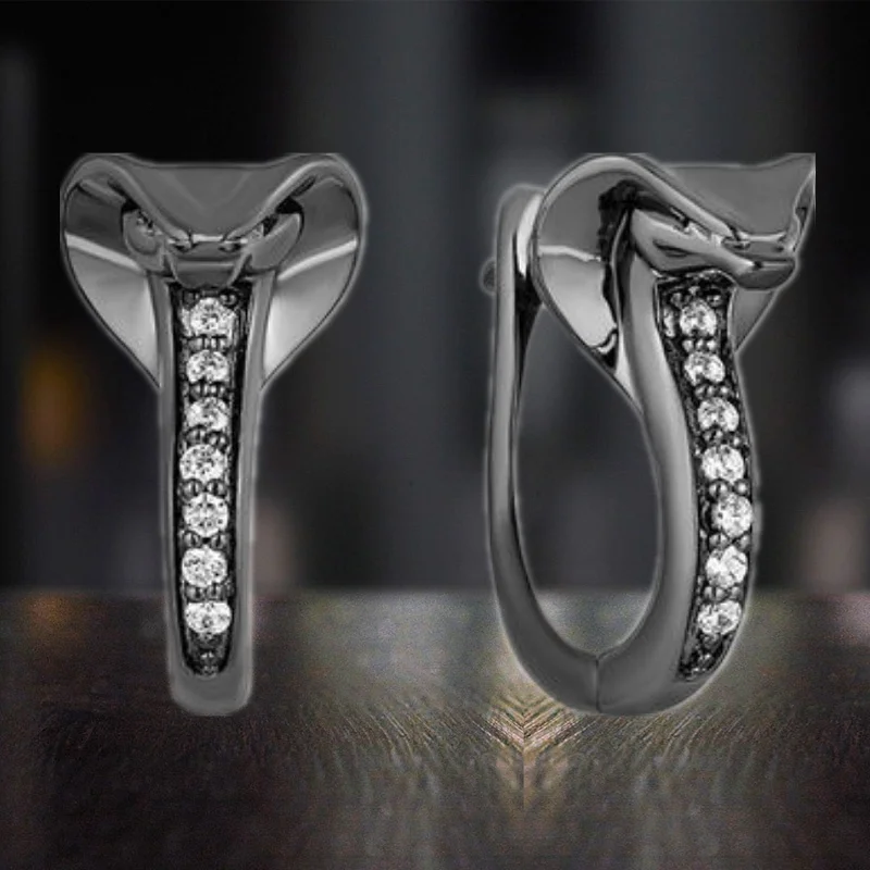 Ladies Earrings Classic income black zircon ladies animal earrings fashion exquisite popular cold black zircon