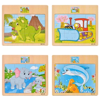 

New Wooden 12-Piece Jigsaw Puzzle Infants And Young Children Early Childhood Educational Toy Animal Traffic Wooden Puzzle Toy