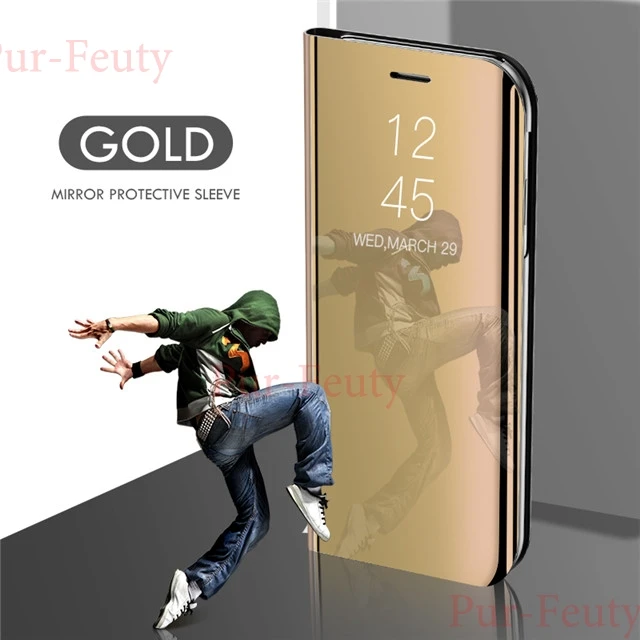 Золотой Умный зеркальный чехол для телефона для samsung Galaxy S10 S9 S8 плюс S10E A6 A8 A7 Note 8 9 A10 A30 A40 A50 A60 A70 M10 M20 M30 крышка - Цвет: Золотой