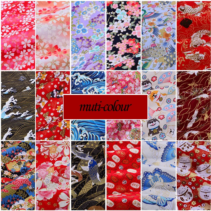 DIY 50x70CM Multicolor Japan Style Zephyr Pattern Patchwork Cotton Fabric Bundle Sewing Quilting Crafts for Kimono Tablecloth