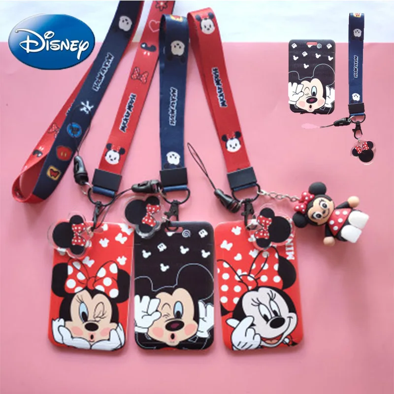 Disney Cartoon Mickey Minnie mouse Student Campus PVC Card Hanging Neck bag Holder Lanyard ID Meal Ornament Bag | Дом и сад