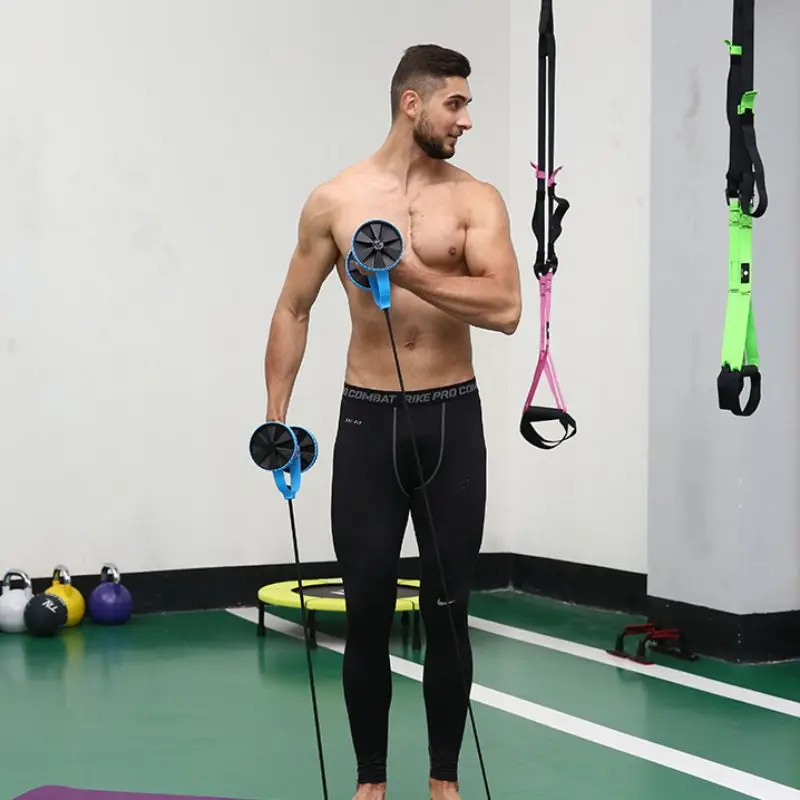 

2019 New AB Wheels Roller Stretch Elastic Abdominal Resistance Pull Rope Tool AB Roller for Abdominal Muscle Trainer Exercise