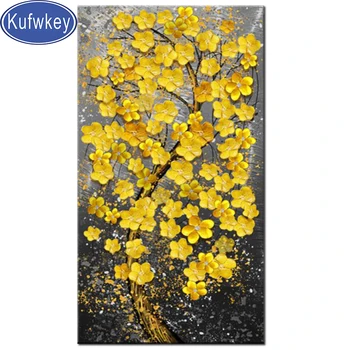 

large size gift diamond embroidery Golden Yellow Rich Tree Flowers 5 D DIY full diamond painting drill 3d mosaic rhinestone art,