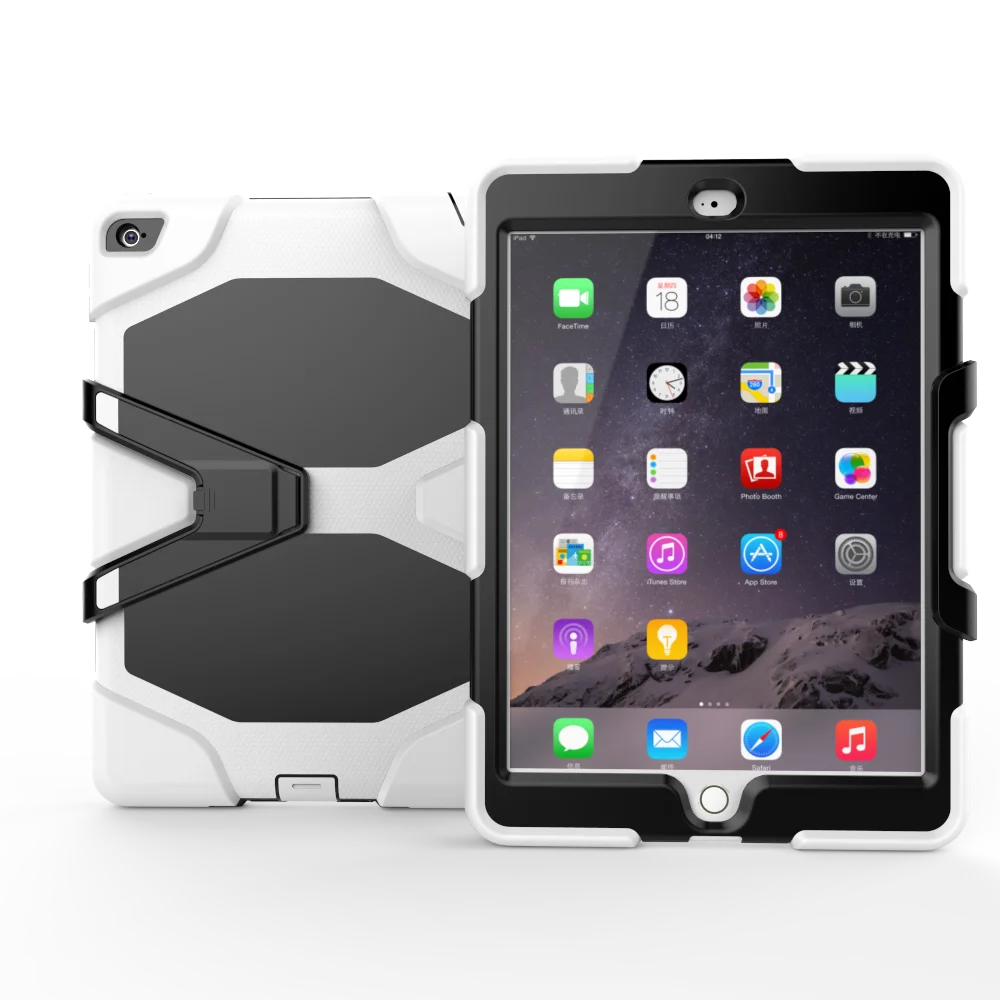 Для iPad Air 2/iPad 6 Чехол трехслойный ударопрочный Прочный силиконовый чехол из ТПУ со встроенным защитным чехлом для экрана