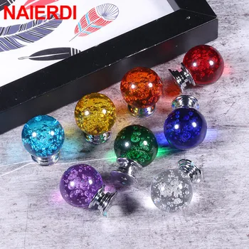 NAIERDI 30mm Crystal Bubble Ball Furniture Knob Kitchen Cupboard Door Pulls Drawer Knobs Cabinet Handles Wardrobe Door Handles