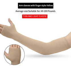 Cycling Arm Sleeves UV Protection Fingerless Sports Gloves - One Size (Yellow Finger)