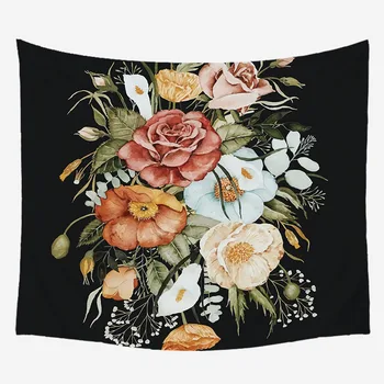 

Cilected Rose Peony Flower Tapestry Wall Hanging Polyester Thin Section Green Plant Flower Tapestry Beach Towel Tablecloth 75*87