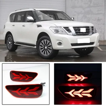 

CAPQX 2pcs For Nissan Patrol Y62 2016-2018 LED Rear Bumper Reflector Foglight Fog Light Brake Light Tail light Warning Lamp