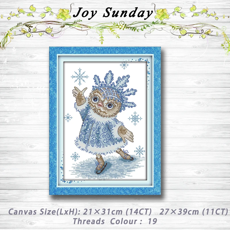 

The owl is skating cartoon painting dmc 14CT 11CT counted cross stitch kits embroidery set Needlework Set chinese cross stitch