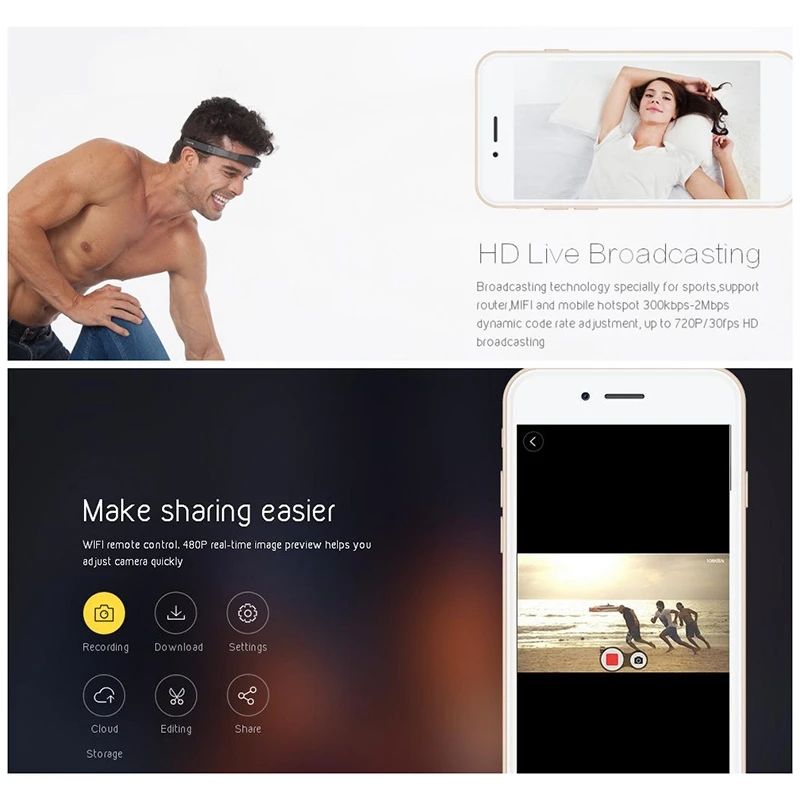 Wearable Video Action Camera 1080P HD Headset FPV Camera Sports Cam Digital Camcorder with WiFi Cam Camera