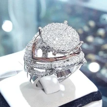 Роскошные с блестящими кристаллами циркониевое кольцо для женщин серебряного цвета CZ обручальные кольца модные ювелирные изделия лучшие подарки для друга Z4M278