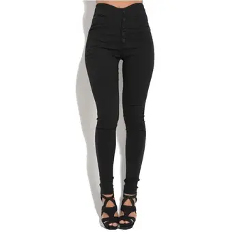 

Popular European American pop button sexy bottoming pants elastic Leggings trousers women