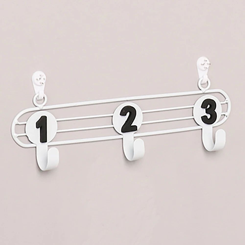 Numbers Storage Rack Waterproof Cabinet Home Decor Iron Art Wall Hooks Organizer Living Room Clothes Keys Multifunction Hanger - Цвет: Белый