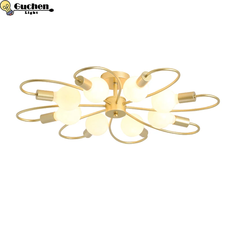 

Modern Retro gold Vintage Nordic Ceiling Lamp Art light Loft Home Living dining Room kitchen atelier office cafe Shop cafe Foyer