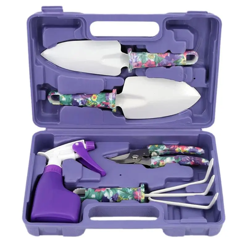 

5 Pcs Mini Hand Transplant Garden Spray Bottle Shovel Rake with Non-slip Ergonomic Handle Gardening Kit Digging Trowel