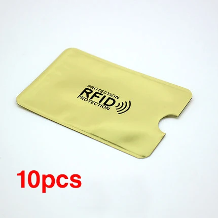 10PCS Brand New High Quality Anti Rfid Shielding Card Reader Lock Bank Card Sleeve Protection ID NFC Aluminum Credit Card Sleeve yellow (10pcs)