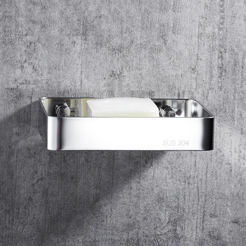 

Stainless Steel Soap Holder Wall-Mounted Punch-Free Soap Case Multipurpose Draining Storage Rack for Bathroom Kitchen