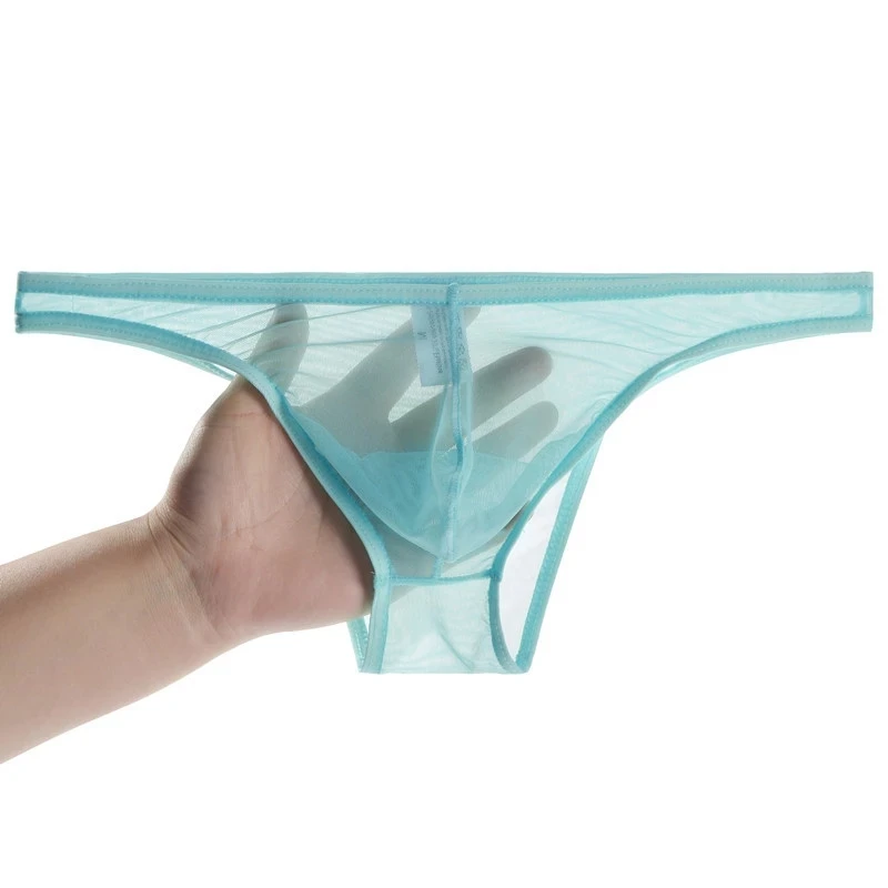 Men's Sexy See Through Briefs Mesh Gauze Sheer Transparent Seamless Panties Underwear Low-Rise Ultra-Thin Male Underpants Cuecas