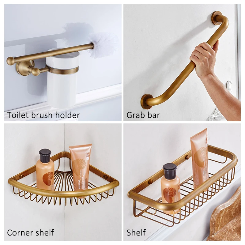 Bathroom Towel Shelf Toilet Paper Holder Soap Holder Towel Rack Tumble Bath Hardware set Antique Bronze Finished ELF3001