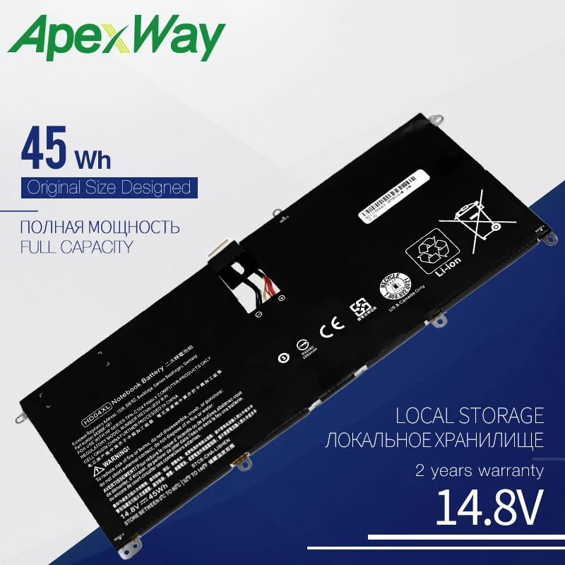 Apexway Laptop Battery For Hp Envy Spectre HD04XL 13-2021tu 13-2000eg 13-2120tu battery for laptop 685866-1b1 685866-17 | Компьютеры и